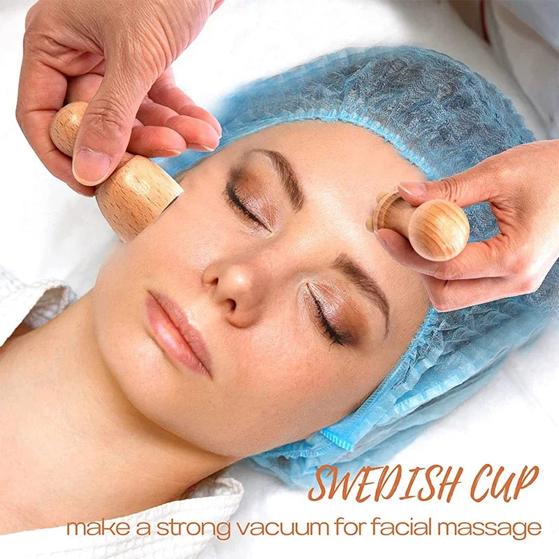 Wooden Face Massage 8 Roller Facial