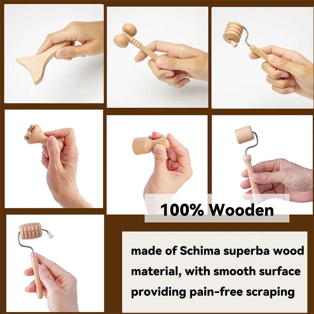 Wooden Face Massage 8 Roller Facial
