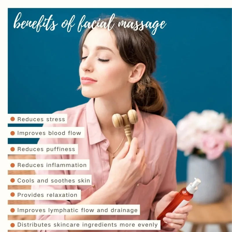 Wooden Face Massage 8 Roller Facial